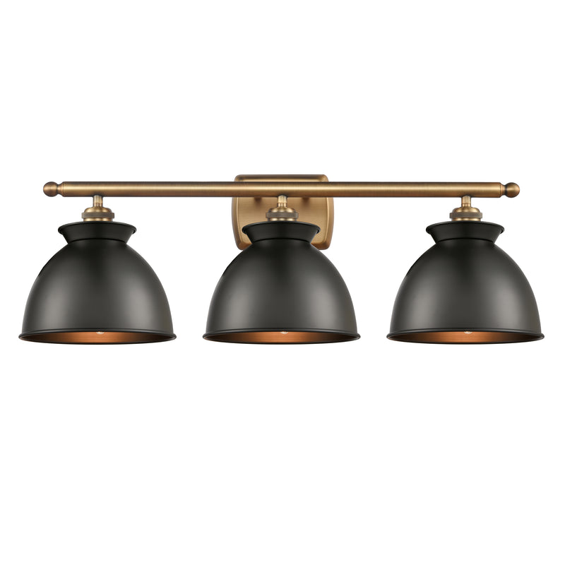 Adirondack Bath Vanity Light shown in the Brushed Brass finish with a Matte Black shade