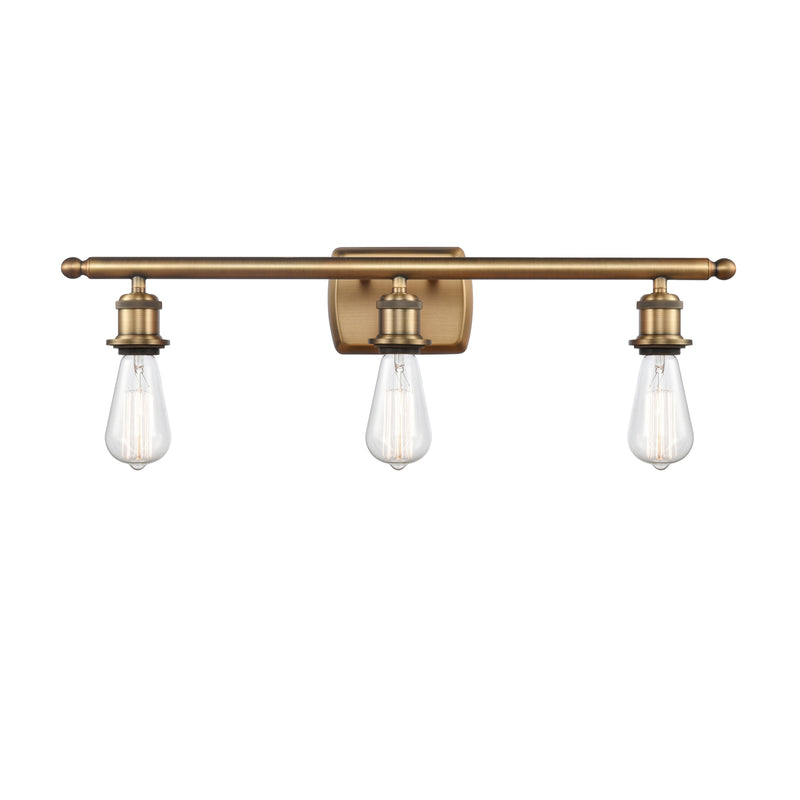 Bare Bulb Bath Vanity Light shown in the Brushed Brass finish