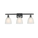 Castile Bath Vanity Light shown in the Matte Black finish with a White shade