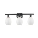 Eaton Bath Vanity Light shown in the Matte Black finish with a Matte White shade