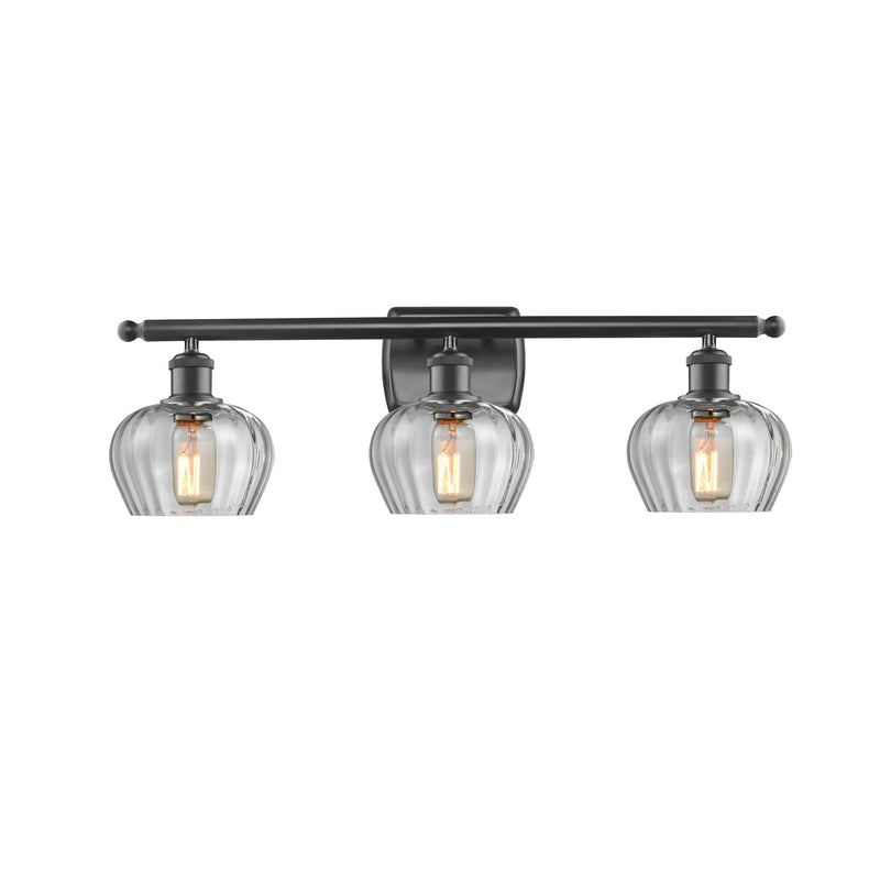 Fenton Bath Vanity Light shown in the Matte Black finish with a Clear shade