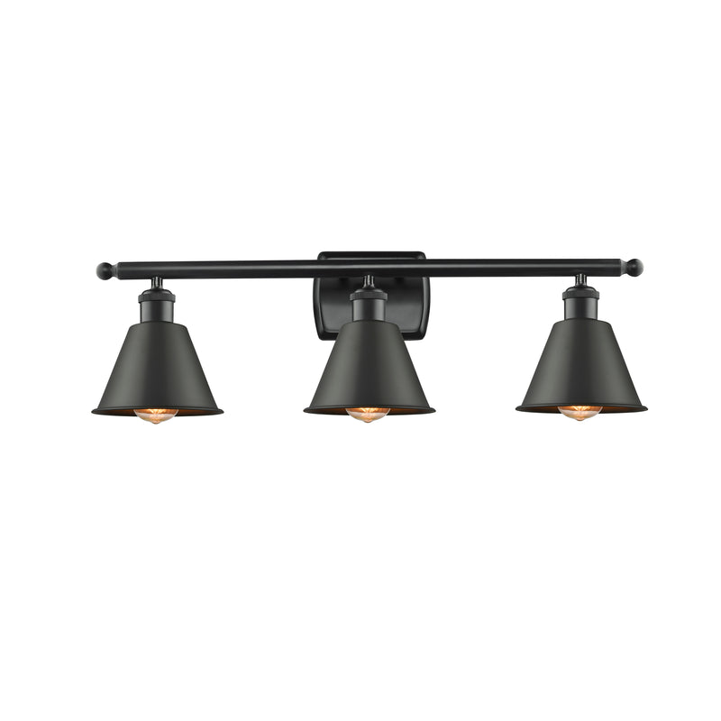 Smithfield Bath Vanity Light shown in the Matte Black finish with a Matte Black shade