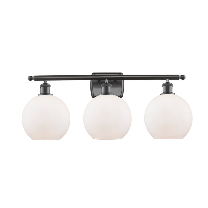 Athens Bath Vanity Light shown in the Oil Rubbed Bronze finish with a Matte White shade