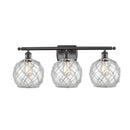 Farmhouse Rope Bath Vanity Light shown in the Oil Rubbed Bronze finish with a Clear Glass with White Rope shade