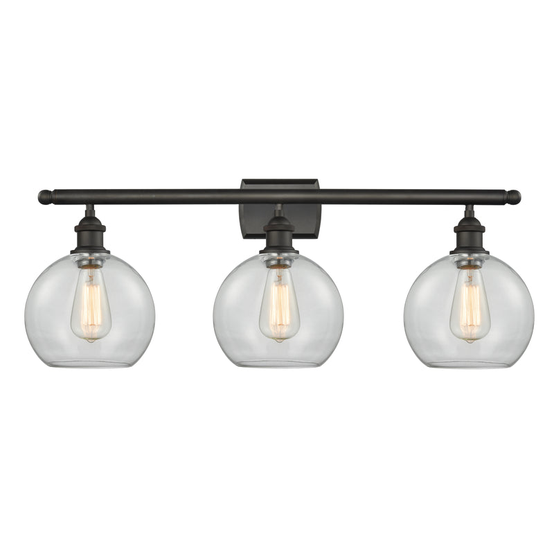 Athens Bath Vanity Light shown in the Oil Rubbed Bronze finish with a Clear shade