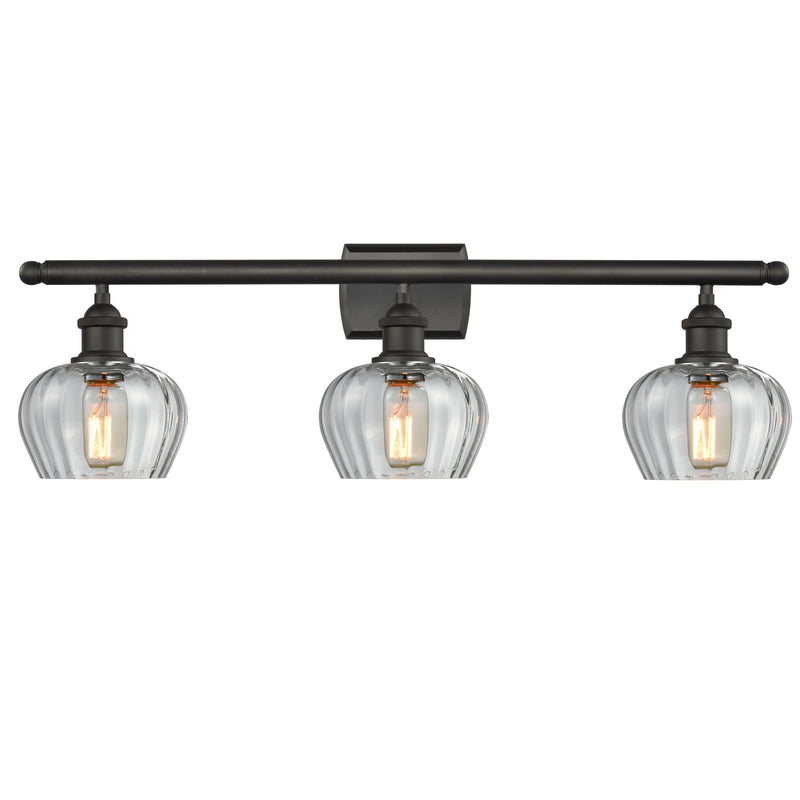 Fenton Bath Vanity Light shown in the Oil Rubbed Bronze finish with a Clear shade