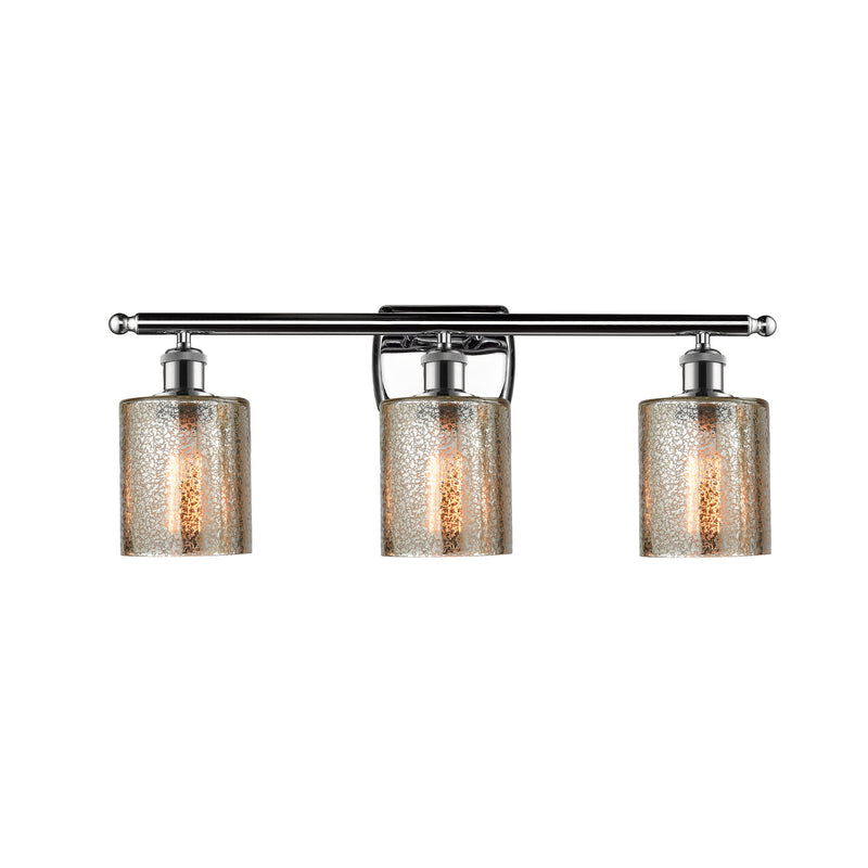 Cobbleskill Bath Vanity Light shown in the Polished Chrome finish with a Mercury shade