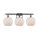 Farmhouse Rope Bath Vanity Light shown in the Polished Chrome finish with a White Glass with White Rope shade