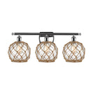 Farmhouse Rope Bath Vanity Light shown in the Polished Chrome finish with a Clear Glass with Brown Rope shade