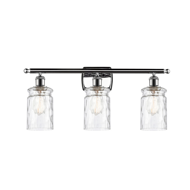 Candor Bath Vanity Light shown in the Polished Chrome finish with a Clear Waterglass shade