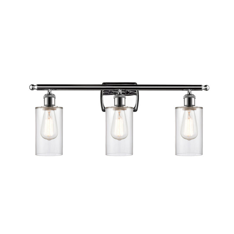 Clymer Bath Vanity Light shown in the Polished Chrome finish with a Clear shade