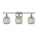 Belfast Bath Vanity Light shown in the Polished Nickel finish with a Clear Crackle shade