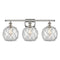 Farmhouse Rope Bath Vanity Light shown in the Polished Nickel finish with a Clear Glass with White Rope shade