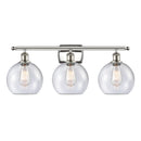 Athens Bath Vanity Light shown in the Polished Nickel finish with a Seedy shade