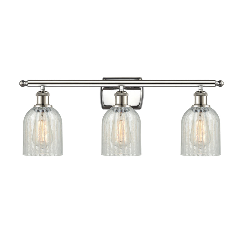 Caledonia Bath Vanity Light shown in the Polished Nickel finish with a Mouchette shade