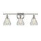 Conesus Bath Vanity Light shown in the Polished Nickel finish with a Clear Crackle shade