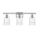 Hadley Bath Vanity Light shown in the Polished Nickel finish with a Clear shade