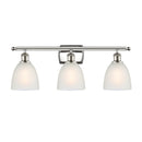 Castile Bath Vanity Light shown in the Polished Nickel finish with a White shade