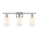 Clymer Bath Vanity Light shown in the Polished Nickel finish with a Matte White shade