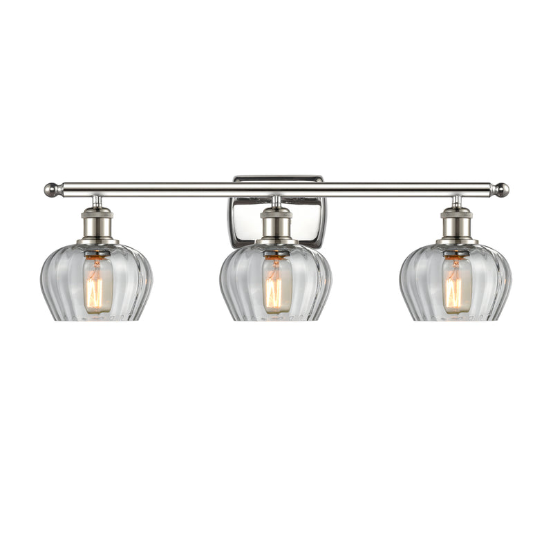 Fenton Bath Vanity Light shown in the Polished Nickel finish with a Clear shade