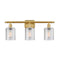 Cobbleskill Bath Vanity Light shown in the Satin Gold finish with a Clear shade