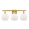 Athens Bath Vanity Light shown in the Satin Gold finish with a Matte White shade