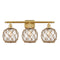 Farmhouse Rope Bath Vanity Light shown in the Satin Gold finish with a Clear Glass with Brown Rope shade