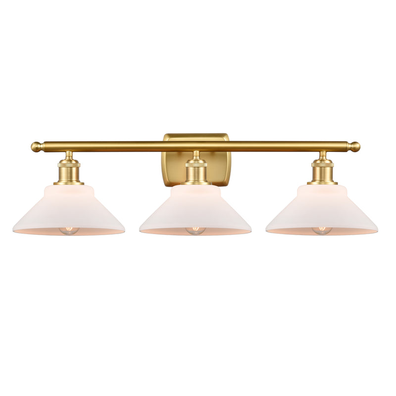 Orwell Bath Vanity Light shown in the Satin Gold finish with a Matte White shade