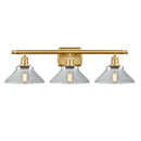 Orwell Bath Vanity Light shown in the Satin Gold finish with a Clear shade