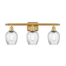 Salina Bath Vanity Light shown in the Satin Gold finish with a Clear Spiral Fluted shade