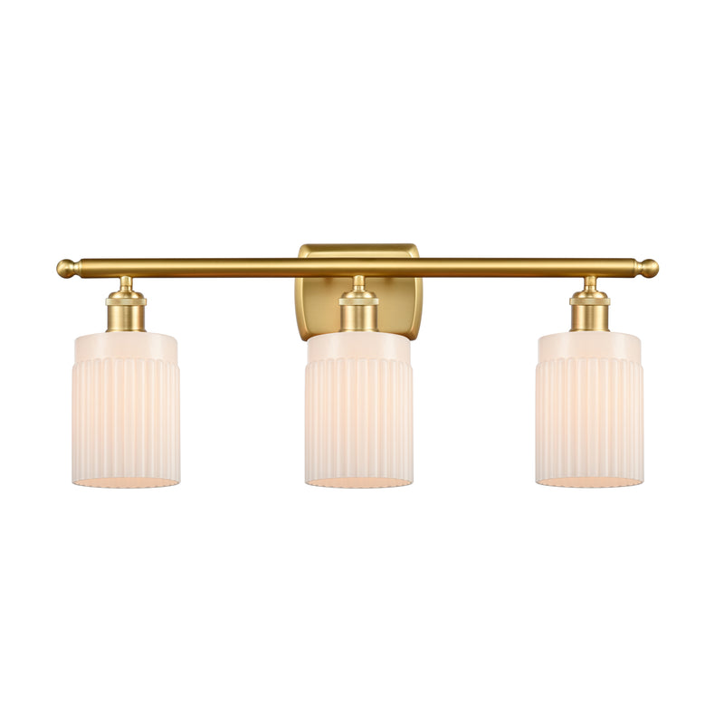 Hadley Bath Vanity Light shown in the Satin Gold finish with a Matte White shade