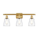 Ellery Bath Vanity Light shown in the Satin Gold finish with a Clear shade