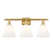 Ballston Cone Bath Vanity Light shown in the Satin Gold finish with a Matte White shade