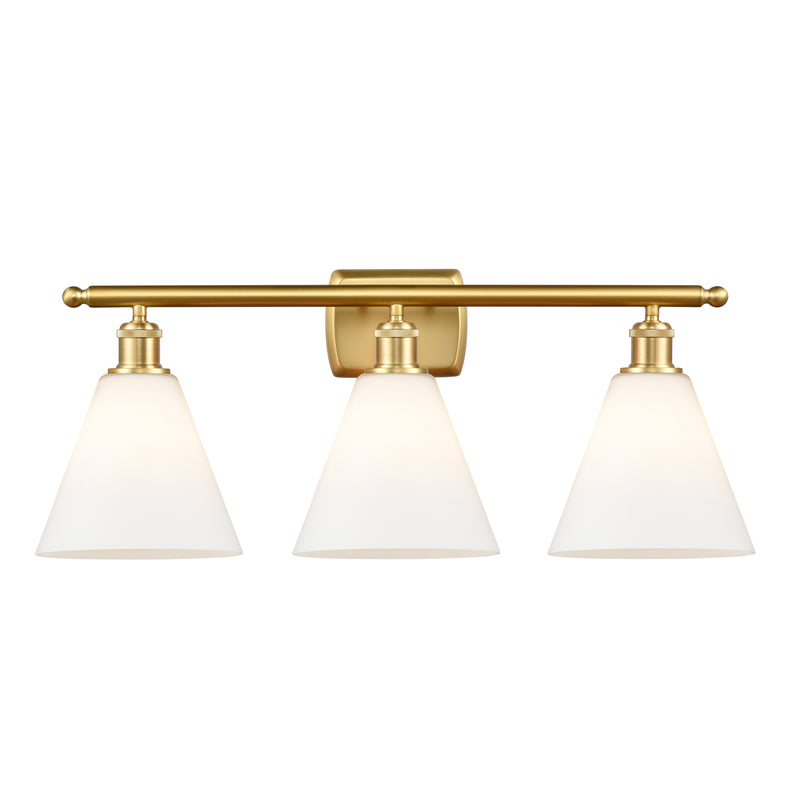 Ballston Cone Bath Vanity Light shown in the Satin Gold finish with a Matte White shade