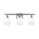 Belfast Bath Vanity Light shown in the Brushed Satin Nickel finish with a Matte White shade