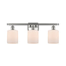 Cobbleskill Bath Vanity Light shown in the Brushed Satin Nickel finish with a Matte White shade