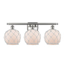 Farmhouse Rope Bath Vanity Light shown in the Brushed Satin Nickel finish with a White Glass with White Rope shade