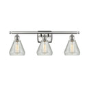 Conesus Bath Vanity Light shown in the Brushed Satin Nickel finish with a Clear Crackle shade