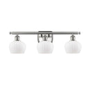 Fenton Bath Vanity Light shown in the Brushed Satin Nickel finish with a Matte White shade