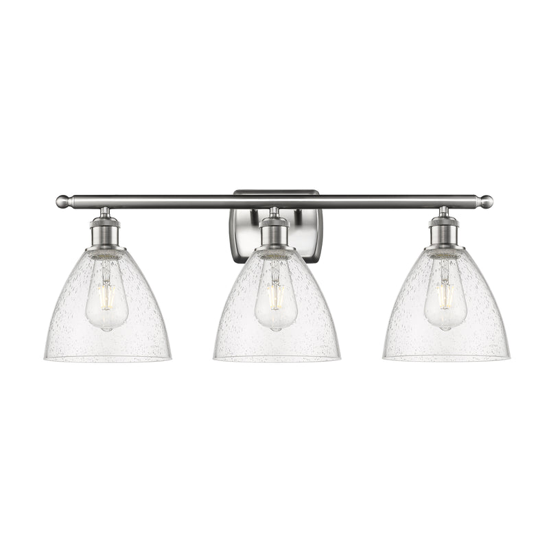 Ballston Dome Bath Vanity Light shown in the Brushed Satin Nickel finish with a Seedy shade