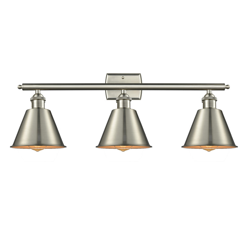 Smithfield Bath Vanity Light shown in the Brushed Satin Nickel finish with a Brushed Satin Nickel shade