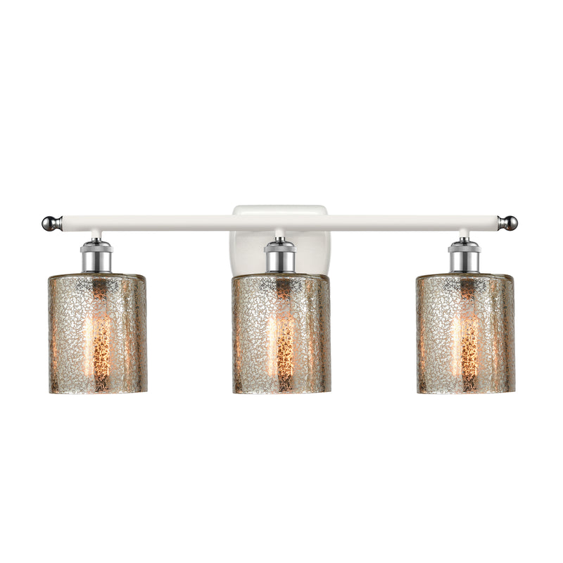 Cobbleskill Bath Vanity Light shown in the White and Polished Chrome finish with a Mercury shade