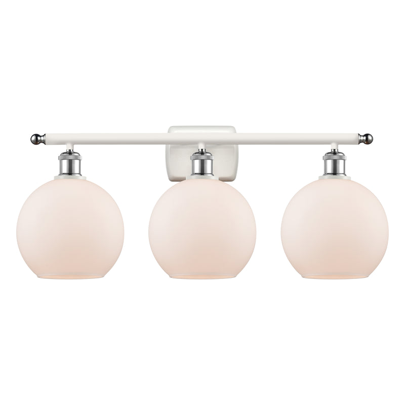 Athens Bath Vanity Light shown in the White and Polished Chrome finish with a Matte White shade