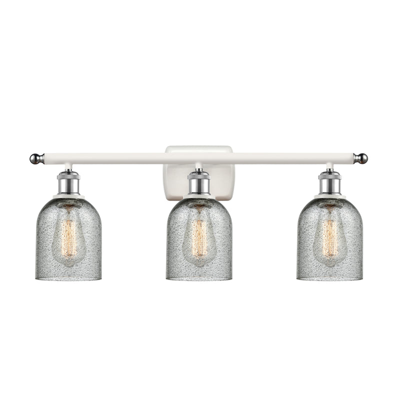 Caledonia Bath Vanity Light shown in the White and Polished Chrome finish with a Charcoal shade