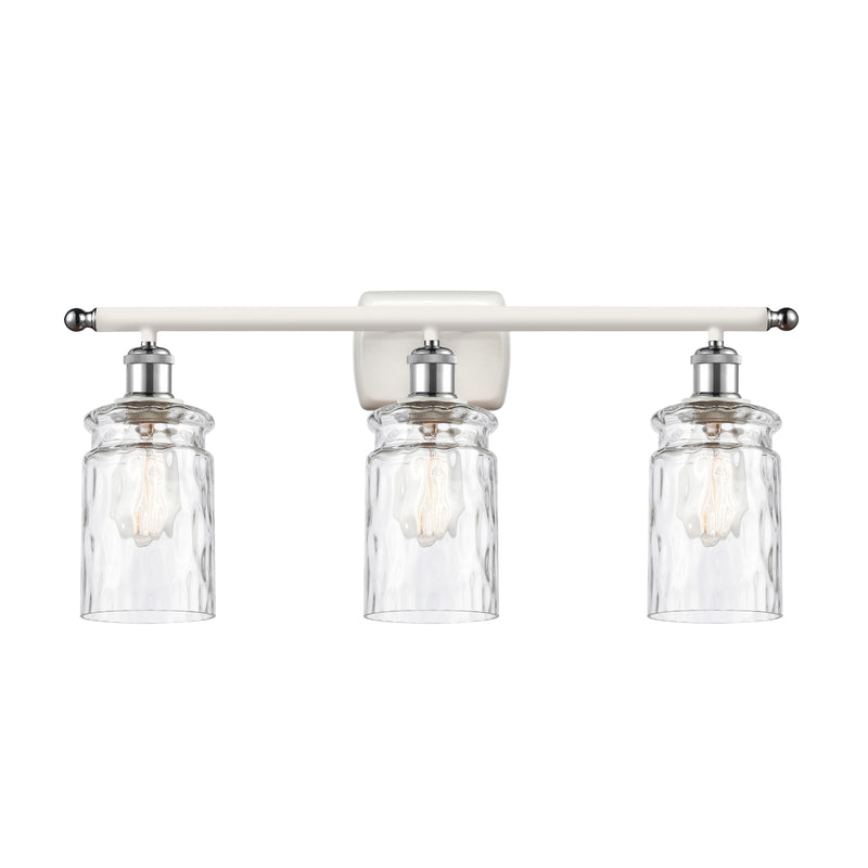 Candor Bath Vanity Light shown in the White and Polished Chrome finish with a Clear Waterglass shade