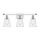 Ellery Bath Vanity Light shown in the White and Polished Chrome finish with a Clear shade