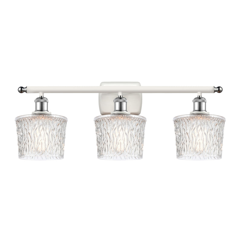 Niagra Bath Vanity Light shown in the White and Polished Chrome finish with a Clear shade