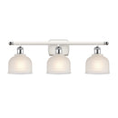 Dayton Bath Vanity Light shown in the White and Polished Chrome finish with a White shade