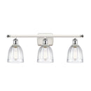 Brookfield Bath Vanity Light shown in the White and Polished Chrome finish with a Clear shade