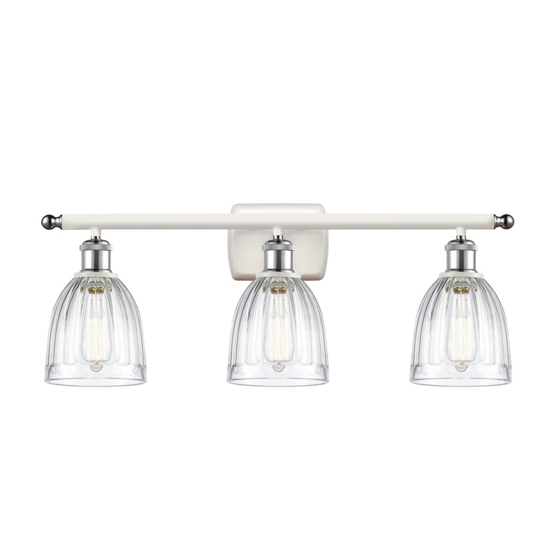 Brookfield Bath Vanity Light shown in the White and Polished Chrome finish with a Clear shade